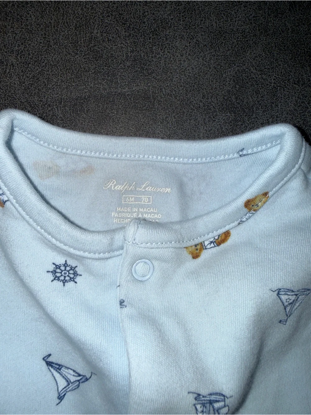 Ralph Lauren White Blue Convertible Gown Nautical & Bear Print